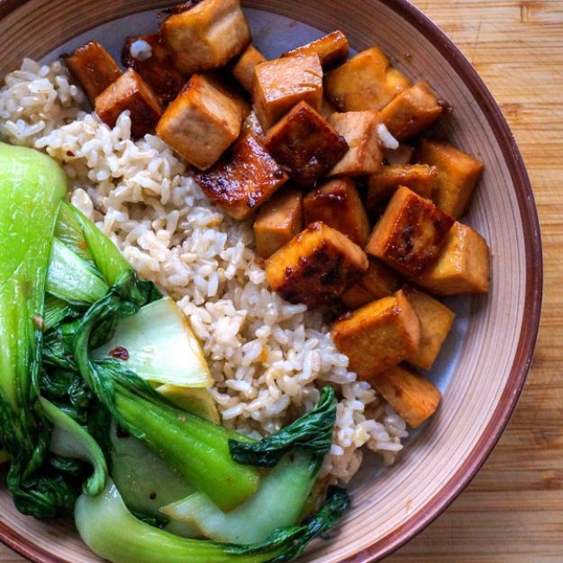 Easy Dinner Ideas for Two - Maple Glazed Tofu with Garlic Sautéed Bok Choy & Basmati Rice - Quick, Fast and Simple Recipes to Make for Two People - Freeze and Make Ahead Dinner Recipe Tips for Best Weeknight Dinners - Chicken, Fish, Vegetable, No Bake and Vegetarian Options - Crockpot, Microwave, Healthy, Lowfat 