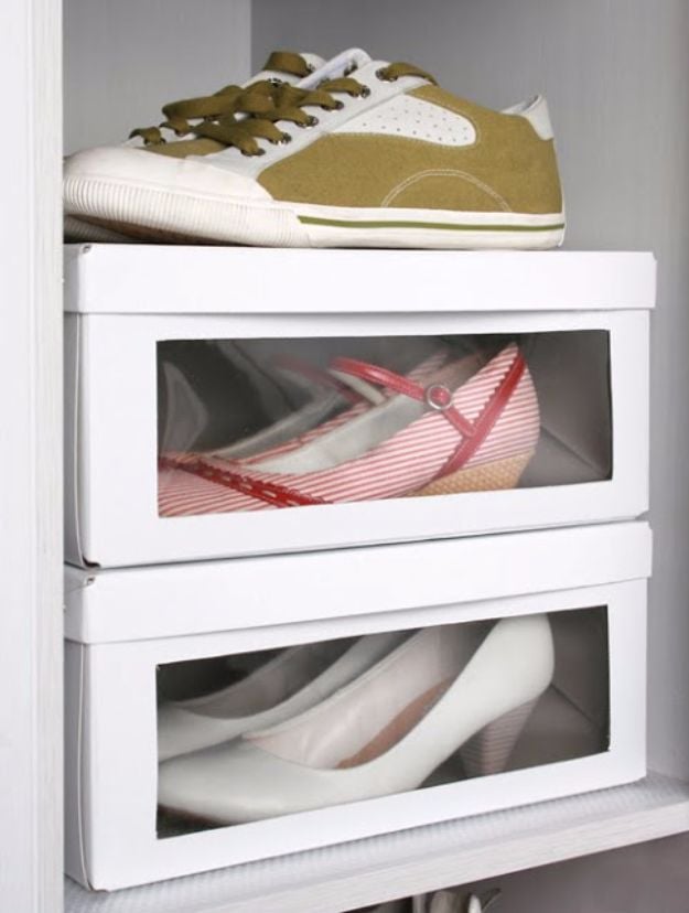 DIY Ideas With Shoe Boxes - Modified Shoe Box - Shoe Box Crafts and Organizers for Storage - How To Make A Shelf, Makeup Organizer, Kids Room Decoration, Storage Ideas Projects - Cheap Home Decor DIY Ideas for Kids, Adults and Teens Rooms #diyideas #upcycle