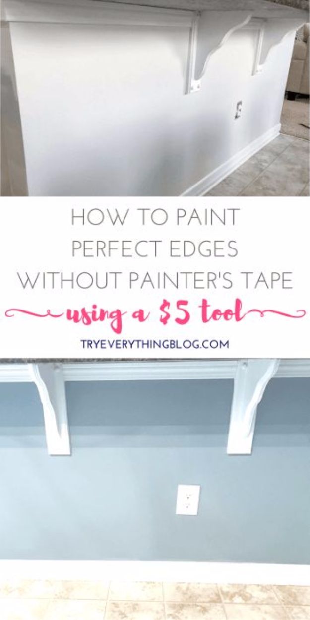 Easy Home Repair Hacks - Paint Perfect Edges Without Painter’s Tape Using One Simple Tool - Quick Ways to Easily Fix Broken Things Around The House - DIY Tricks for Home Improvement and Repairs - Simple Solutions for Kitchen, Bath, Garage and Yard - Caulk, Grout, Wall Repair and Wood Patching and Staining #hacks #homeimprovement