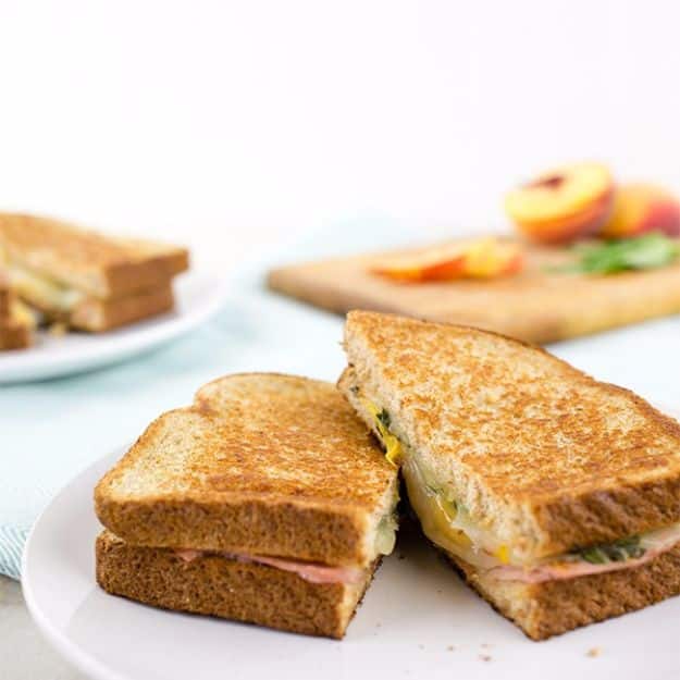 Back to School Lunch Ideas - Peach and Ham Grilled Cheese Sandwich - Quick Snacks, Lunches and Homemade Lunchables - Bento Box Style Lunch for People in A Hurry - Fast Lunch Recipes to Pack Ahead - Healthy Ideas for Kids, Teens and Adults 