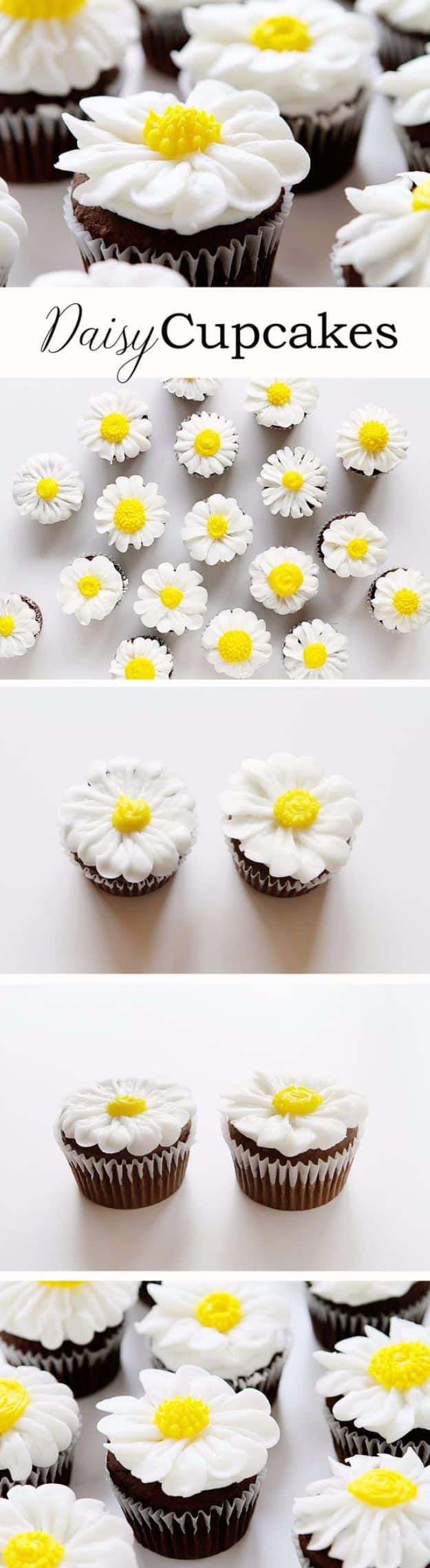 Cool Cupcake Decorating Ideas - Pipe a Buttercream Daisy - Easy Ways To Decorate Cute, Adorable Cupcakes - Quick Recipes and Simple Decorating Tips With Icing, Candy, Chocolate, Buttercream Frosting and Fruit kids birthday party ideas cake