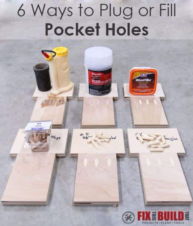 Easy Home Repair Hacks - Plug or Fill Pocket Holes - Quick Ways to Easily Fix Broken Things Around The House - DIY Tricks for Home Improvement and Repairs - Simple Solutions for Kitchen, Bath, Garage and Yard - Caulk, Grout, Wall Repair and Wood Patching and Staining #hacks #homeimprovement