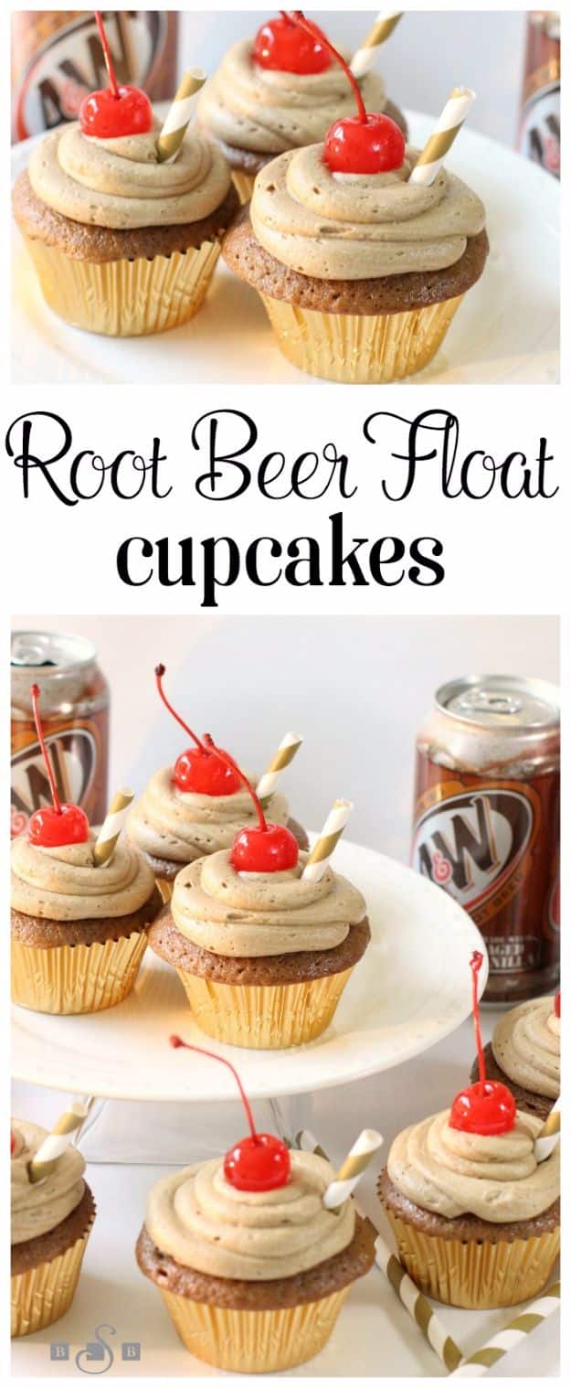 Cool Cupcake Decorating Ideas - Root Beer Float Cupcakes - Easy Ways To Decorate Cute, Adorable Cupcakes - Quick Recipes and Simple Decorating Tips With Icing, Candy, Chocolate, Buttercream Frosting and Fruit kids birthday party ideas cake