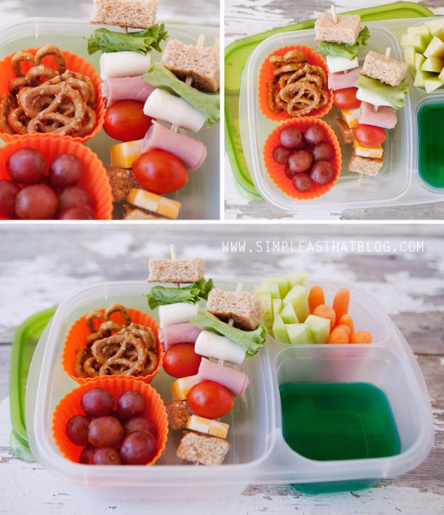 Back to School Lunch Ideas - Sandwich Kabobs - Quick Snacks, Lunches and Homemade Lunchables - Bento Box Style Lunch for People in A Hurry - Fast Lunch Recipes to Pack Ahead - Healthy Ideas for Kids, Teens and Adults 