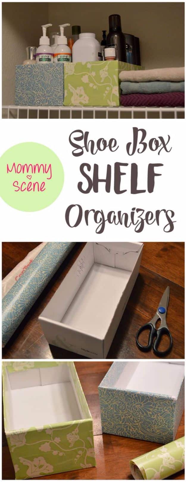 DIY Ideas With Shoe Boxes - Shoe Box Shelf Organizer - Shoe Box Crafts and Organizers for Storage - How To Make A Shelf, Makeup Organizer, Kids Room Decoration, Storage Ideas Projects - Cheap Home Decor DIY Ideas for Kids, Adults and Teens Rooms #diyideas #upcycle