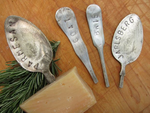 DIY Silverware Upgrades - Silverware Cheese Markers - Creative Ways To Improve Boring Silver Ware and Palce Settings - Paint, Decorate and Update Your Flatware With These Creative Do IT Yourself Tutorials- Forks, Knives and Spoons all Get Dressed Up With These New Looks For Kitchen and Dining Room 