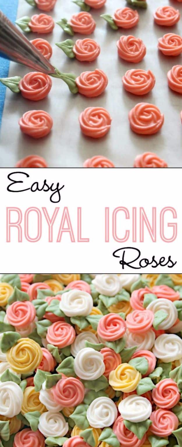 Cool Cookie Decorating Ideas - Simple Swirl Roses - Easy Ways To Decorate Cute, Adorable Cookies - Quick Recipes and Simple Decorating Tips With Icing, Candy, Chocolate, Buttercream Frosting and Fruit - Best Party Trays and Cookie Arrangements #recipes