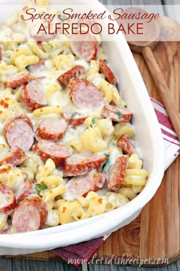 Back to School Lunch Ideas - Spicy Smoked Sausage Alfredo Bake - Quick Snacks, Lunches and Homemade Lunchables - Bento Box Style Lunch for People in A Hurry - Fast Lunch Recipes to Pack Ahead - Healthy Ideas for Kids, Teens and Adults 