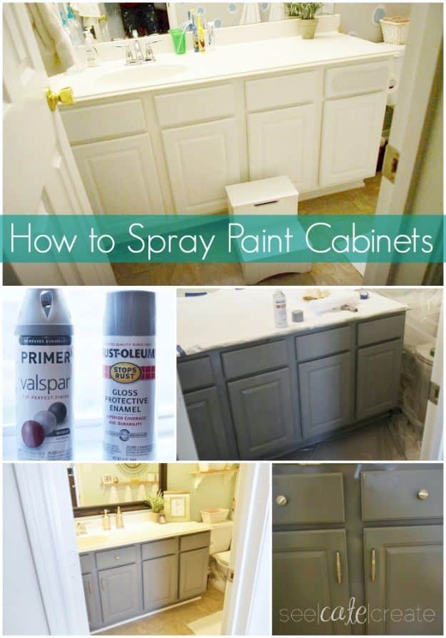 Easy Home Repair Hacks - Spray Paint Your Cabinet - Quick Ways To Fix Your Home With Cheap and Fast DIY Projects - Step by step Tutorials, Good Ideas for Renovating, Simple Tips and Tricks for Home Improvement on A Budget #diy #homeimprovement