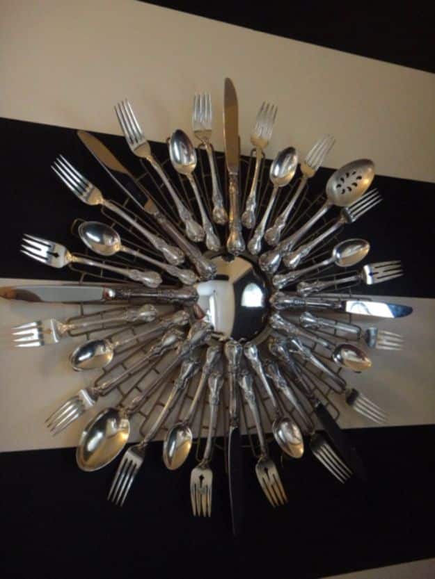 DIY Silverware Upgrades - Starburst Mirror - Creative Ways To Improve Boring Silver Ware and Palce Settings - Paint, Decorate and Update Your Flatware With These Creative Do IT Yourself Tutorials- Forks, Knives and Spoons all Get Dressed Up With These New Looks For Kitchen and Dining Room 