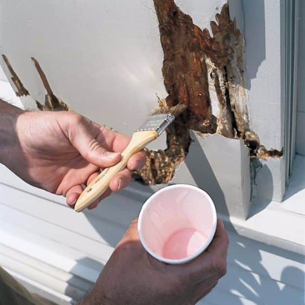 Easy Home Repair Hacks - Use Two-Part Epoxy to Fill Rotted Trim - Quick Ways To Fix Your Home With Cheap and Fast DIY Projects - Step by step Tutorials, Good Ideas for Renovating, Simple Tips and Tricks for Home Improvement on A Budget #diy #homeimprovement