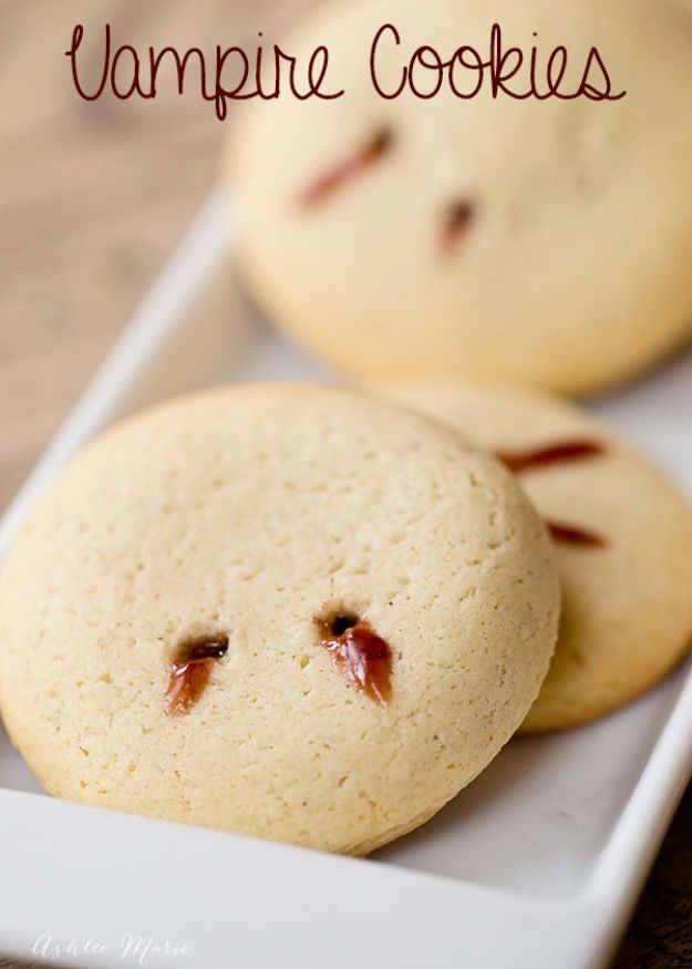 Cute Halloween Cookies - Vampire Sugar Cookies - Easy Recipes and Cookie Tutorials for Making Quick Halloween Treats - Spooky DIY Decorated Ghosts, Pumpkins, Bats, No Bake, Spiders and Spiderwebs, Tombstones and Healthy Options, Kids and Teens Cookies for School #halloween #halloweencookies