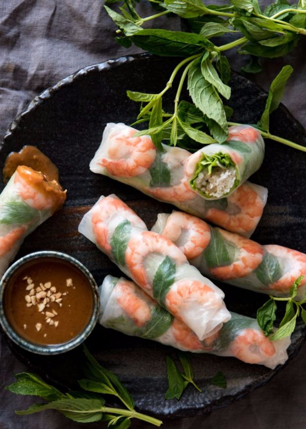 Easy Dinner Ideas for Two - Vietnamese Rice Paper Rolls - Quick, Fast and Simple Recipes to Make for Two People - Freeze and Make Ahead Dinner Recipe Tips for Best Weeknight Dinners - Chicken, Fish, Vegetable, No Bake and Vegetarian Options - Crockpot, Microwave, Healthy, Lowfat 