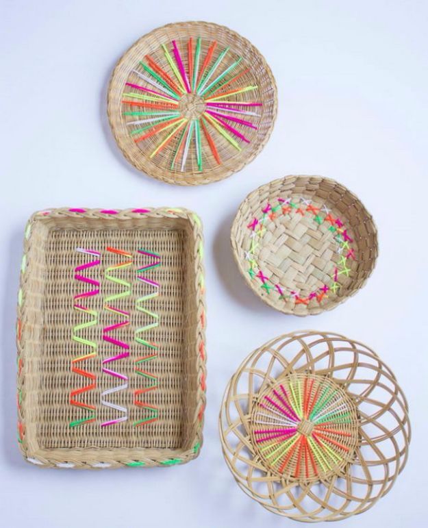 DIY Ideas With Yarn and Best Yarn Crafts - Yarn Embroidered Baskets - Wall Hangings, Easy Dream Catchers, Crochet Ideas for Teens, Adults and Kids - Knitting , No Sew and Weaving Projects Make Awesome Wall Art and Home Decor on A Budget 