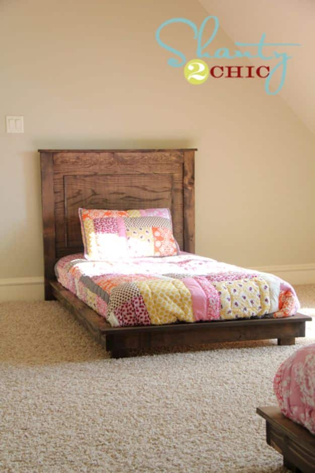 DIY Platform Beds - $30 Pottery Barn Inspired Twin Platform Bed - Easy Do It Yourself Bed Projects - Step by Step Tutorials for Bedroom Furniture - Learn How To Make Twin, Full, King and Queen Size Platforms - With Headboard, Storage, Drawers, Made from Pallets - Cheap Ideas You Can Make on a Budget 