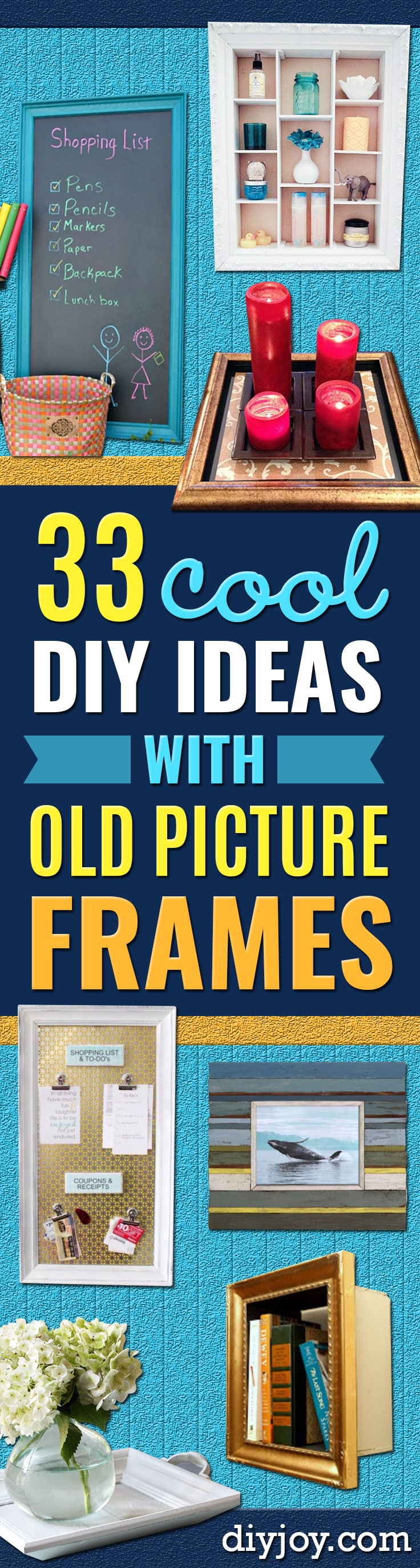 DIY Ideas With Old Picture Frames - Cool Crafts To Make With A Repurposed Picture Frame - Cheap Do It Yourself Gifts and Home Decor on A Budget - Fun Ideas for Decorating