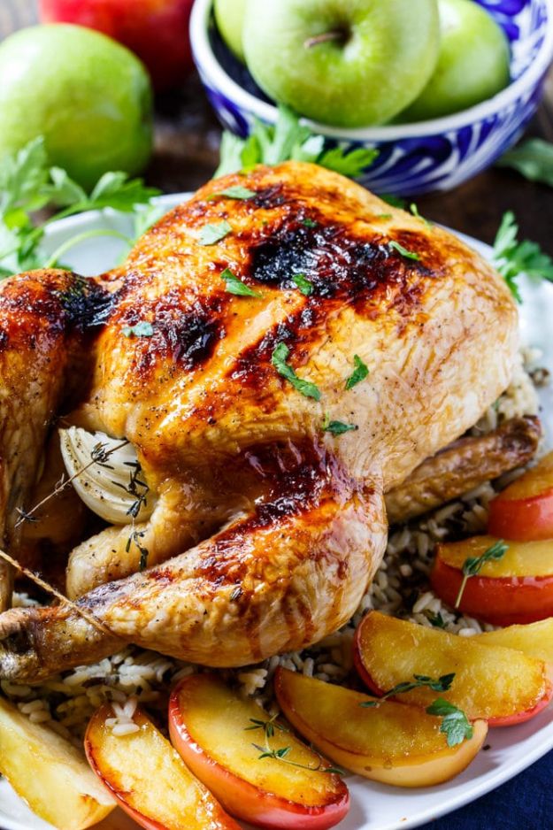 Best Fall Recipes and Ideas for Dinner - Apple Cider Glazed Roasted Chicken - Quick Meals With Chicken, Beef and Fish, Easy Crockpot Meals and Make Ahead Soups and Dinners - Healthy Dinner Recipes and Fast Last Minute Foods With Spinach, Vegetables, Butternut Squash, Pumpkin and Nuts 