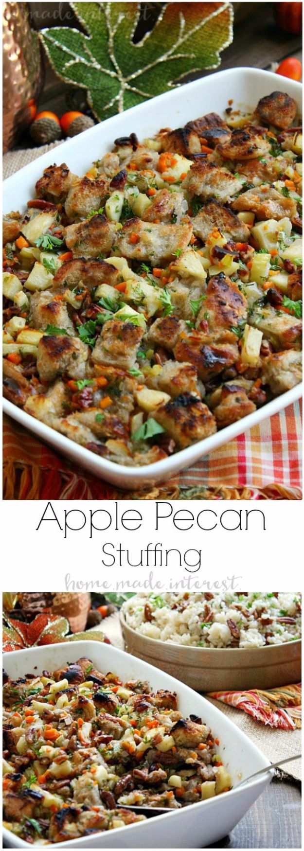 Healthy Thanksgiving Recipes - Apple Pecan Stuffing - Low fat Versions of Your Favorite Holiday Recipe for Turkey, Stuffing, Gravy, Pie and Desserts, Appetizers, Vegetables and Side Dishes like Spinach, Broccoli, Cranberries, Mashed Potatoes, Sweet Potatoes and Green Beans - Easy and Quick Last Minute Thanksgiving Recipes for Low Carb, Low Fat and Clean Eating Diet 