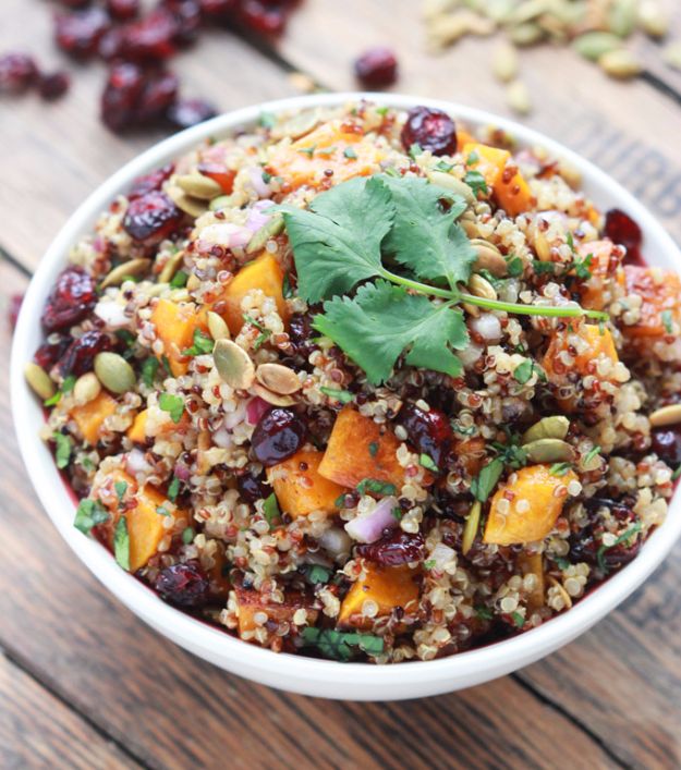 Best Fall Recipes and Ideas for Dinner - Butternut Squash And Cranberry Quinoa Salad - Quick Meals With Chicken, Beef and Fish, Easy Crockpot Meals and Make Ahead Soups and Dinners - Healthy Dinner Recipes and Fast Last Minute Foods With Spinach, Vegetables, Butternut Squash, Pumpkin and Nuts 