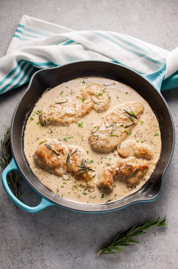 Best Fall Recipes and Ideas for Dinner - Creamy Dijon Rosemary Chicken - Quick Meals With Chicken, Beef and Fish, Easy Crockpot Meals and Make Ahead Soups and Dinners - Healthy Dinner Recipes and Fast Last Minute Foods With Spinach, Vegetables, Butternut Squash, Pumpkin and Nuts 