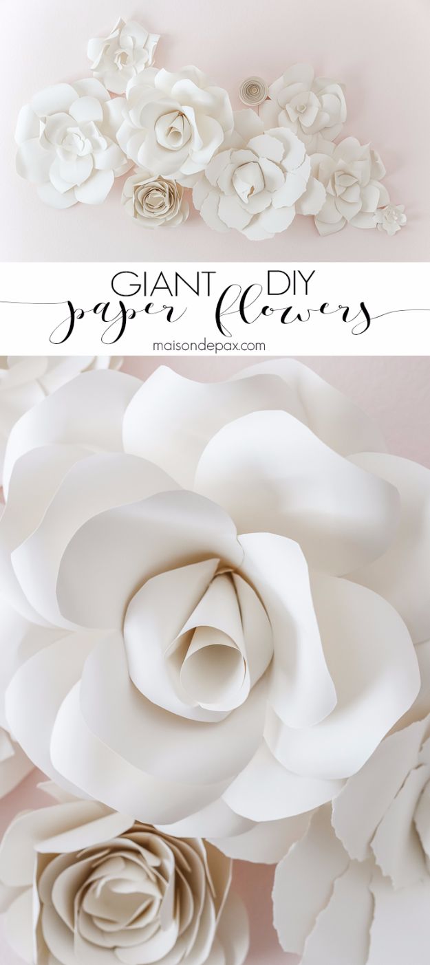 DIY Paper Flowers - DIY Giant Paper Flowers - How To Make A Paper Flower - Large Wedding Backdrop for Wall Decor - Easy Tissue Paper Flower Tutorial for Kids - Giant Projects for Photo Backdrops - Daisy, Roses, Bouquets, Centerpieces - Cricut Template and Step by Step Tutorial 