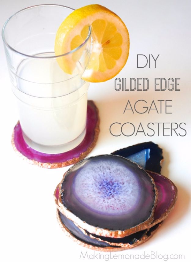 Cool Gifts to Make For Mom - DIY Gilded Edge Agate Coasters - DIY Gift Ideas and Christmas Presents for Your Mother, Mother-In-Law, Grandma, Stepmom - Creative , Holiday Crafts and Cheap DIY Gifts for The Holidays - Thoughtful Homemade Spa Day Gifts, Creative Wall Art, Special Ideas for Her - Easy Xmas Gifts to Make With Step by Step Tutorials and Instructions #diygifts #mom 