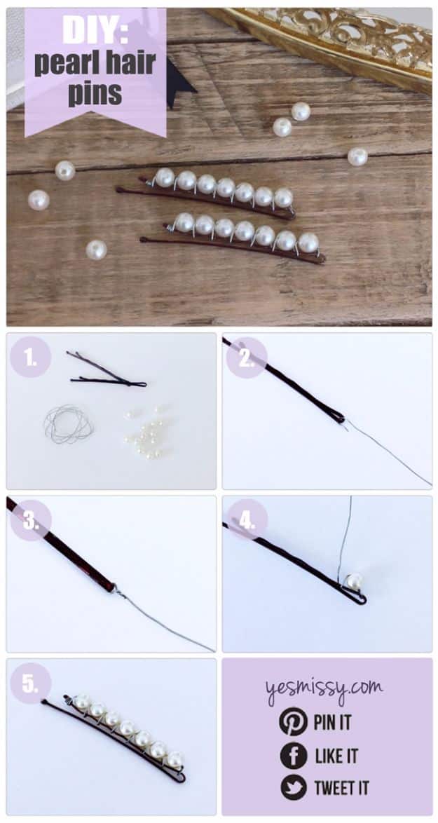 Cool Gifts to Make For Mom - DIY Pearl Hair Pins - DIY Gift Ideas and Christmas Presents for Your Mother, Mother-In-Law, Grandma, Stepmom - Creative , Holiday Crafts and Cheap DIY Gifts for The Holidays - Thoughtful Homemade Spa Day Gifts, Creative Wall Art, Special Ideas for Her - Easy Xmas Gifts to Make With Step by Step Tutorials and Instructions #diygifts #mom 