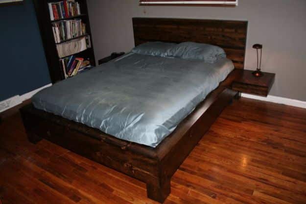 DIY Platform Beds - DIY Platform Bed With Floating Nightstands - Easy Do It Yourself Bed Projects - Step by Step Tutorials for Bedroom Furniture - Learn How To Make Twin, Full, King and Queen Size Platforms - With Headboard, Storage, Drawers, Made from Pallets - Cheap Ideas You Can Make on a Budget 