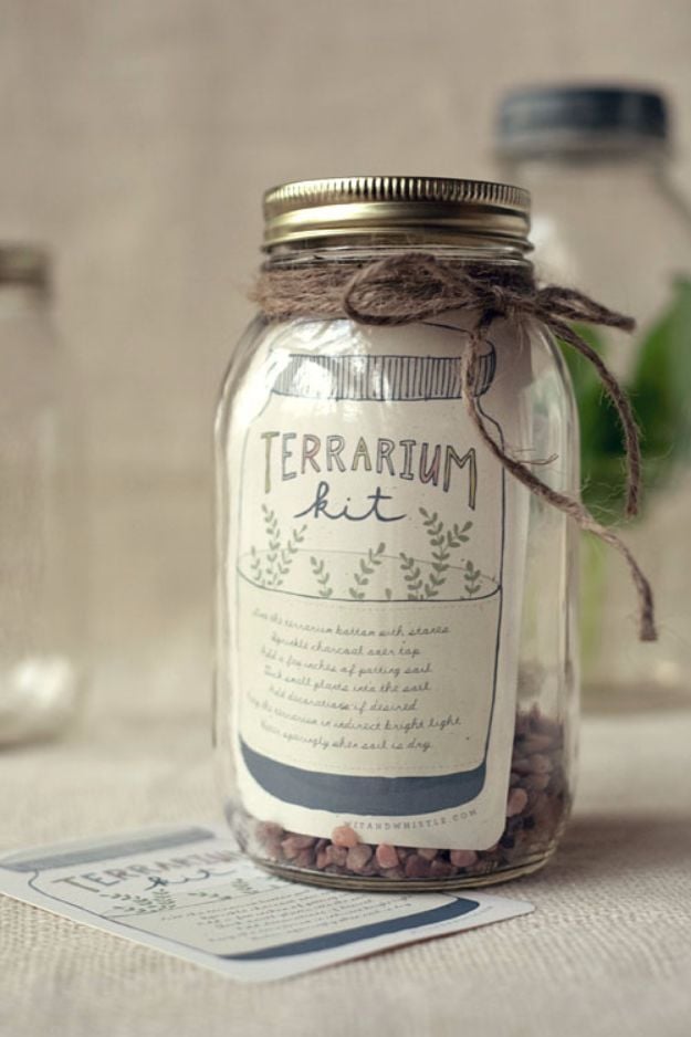 Last Minute Christmas Gifts - DIY Terrarium Kit - Quick DIY Gift Ideas and Easy Christmas Presents To Make for Mom, Dad, Family and Friends - Dollar Store Crafts and Cheap Homemade Gifts 