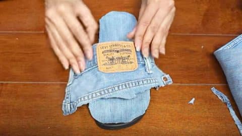 She Cuts Up Some Old Jeans And Creates An Item That Is Cute, Clever And Stylish. Watch! | DIY Joy Projects and Crafts Ideas