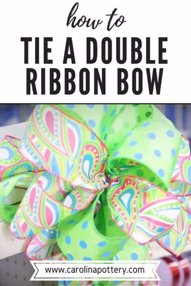 Creative Bows For Packages - How to Tie a Double Ribbon Bow - Make DIY Bows for Christmas Presents and Holiday Gifts - Cute and Easy Ideas for Making Your Own Bows and Ribbons - Step by Step Tutorials and Instructions for Tying A Bow - Cheap and Crafty Gift Wrapping Ideas on A Budget #diy #gifts #giftwrapping #christmasgifts