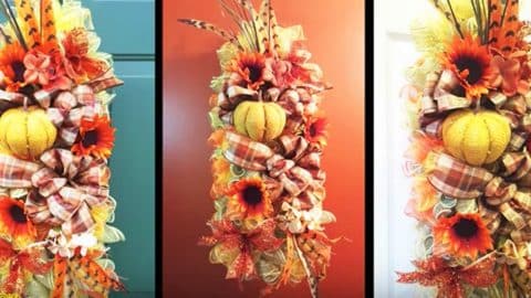 She Wraps Ribbons On A Coat Hanger And Easily Creates Breathtaking Fall Decor! | DIY Joy Projects and Crafts Ideas