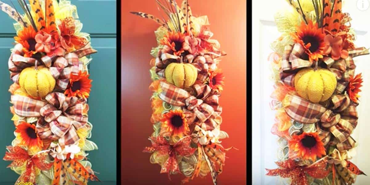 She Wraps Ribbons On A Coat Hanger And Easily Creates Breathtaking Fall Decor! | DIY Joy Projects and Crafts Ideas