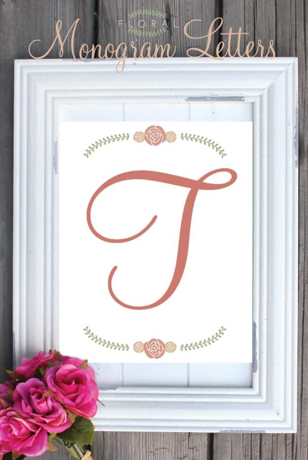 Last Minute Christmas Gifts - Floral Monogram Letters - Quick DIY Gift Ideas and Easy Christmas Presents To Make for Mom, Dad, Family and Friends - Dollar Store Crafts and Cheap Homemade Gifts 