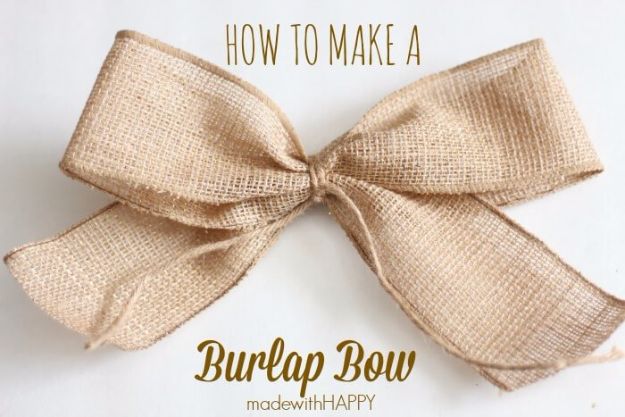 Creative Bows For Packages - Make A Burlap Bow - Make DIY Bows for Christmas Presents and Holiday Gifts - Cute and Easy Ideas for Making Your Own Bows and Ribbons - Step by Step Tutorials and Instructions for Tying A Bow - Cheap and Crafty Gift Wrapping Ideas on A Budget #diy #gifts #giftwrapping #christmasgifts