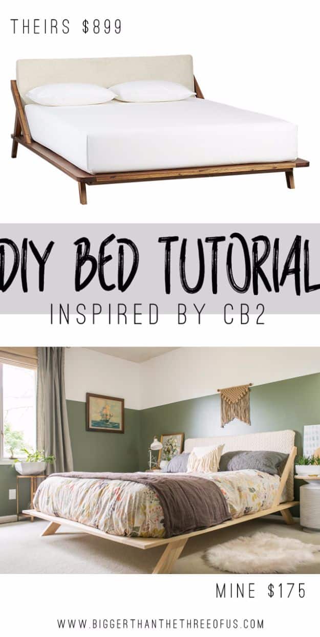 DIY Platform Beds - Mid Century Inspired DIY Bed - Easy Do It Yourself Bed Projects - Step by Step Tutorials for Bedroom Furniture - Learn How To Make Twin, Full, King and Queen Size Platforms - With Headboard, Storage, Drawers, Made from Pallets - Cheap Ideas You Can Make on a Budget 