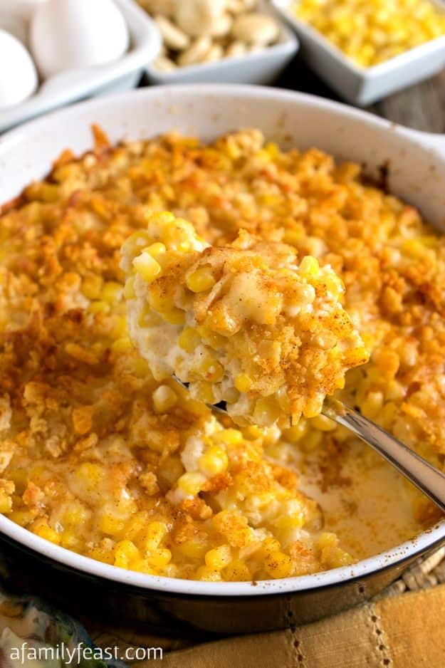 Best Thanksgiving Side Dishes - Nantucket Corn Pudding - Easy Make Ahead and Crockpot Versions of the Best Thanksgiving Recipes #thanksgiving #recipes