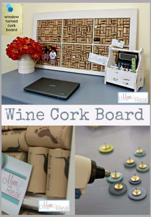 Wine Cork Crafts and Craft Ideas With Wine Corks - Old Window Turned Wine Cork Board - Cool Projects to Make With Old Wine Cork - Outdoor and Garden, Easy Wall Art, Fun DIY Gifts and Cheap Crafts for Adults, Kids and Teens 