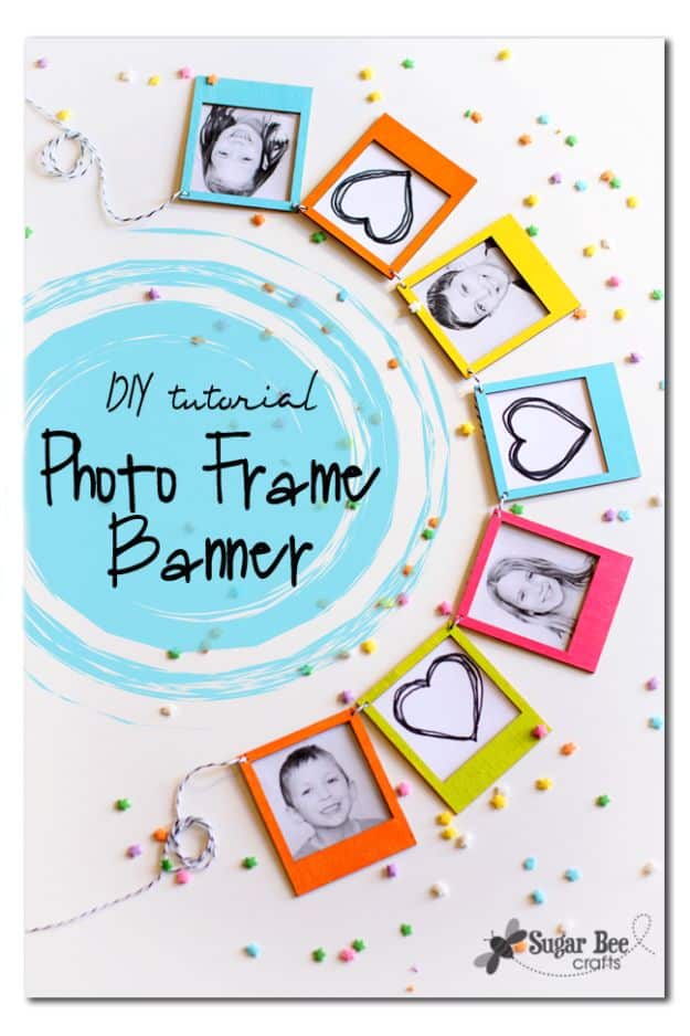 Last Minute Christmas Gifts - Photo Frame Banner - Quick DIY Gift Ideas and Easy Christmas Presents To Make for Mom, Dad, Family and Friends - Dollar Store Crafts and Cheap Homemade Gifts 