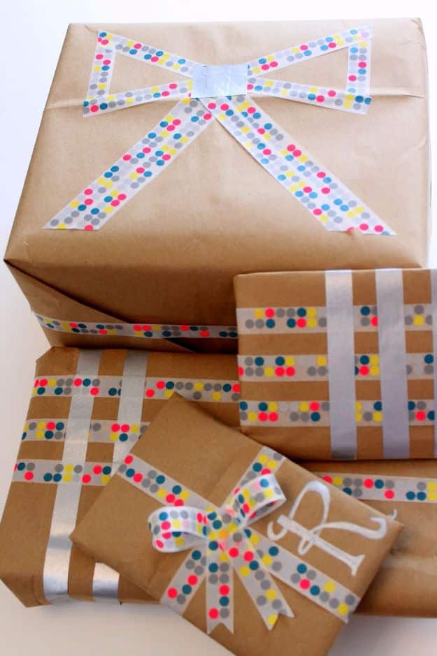 Creative Bows For Packages - Washi Tape Bow - Make DIY Bows for Christmas Presents and Holiday Gifts - Cute and Easy Ideas for Making Your Own Bows and Ribbons - Step by Step Tutorials and Instructions for Tying A Bow - Cheap and Crafty Gift Wrapping Ideas on A Budget #diy #gifts #giftwrapping #christmasgifts