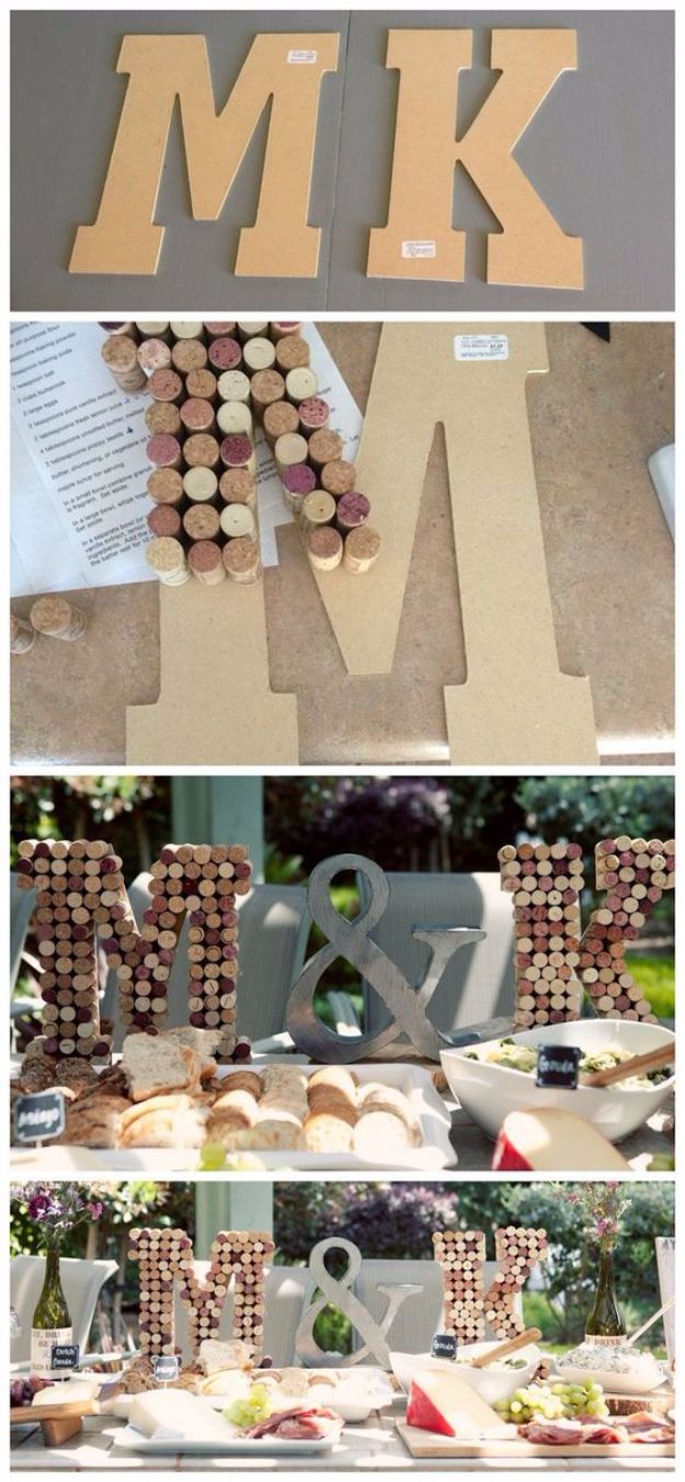 Wine Cork Crafts and Craft Ideas With Wine Corks - Wine Cork Monogram Letters - Cool Projects to Make With Old Wine Cork - Outdoor and Garden, Easy Wall Art, Fun DIY Gifts and Cheap Crafts for Adults, Kids and Teens 