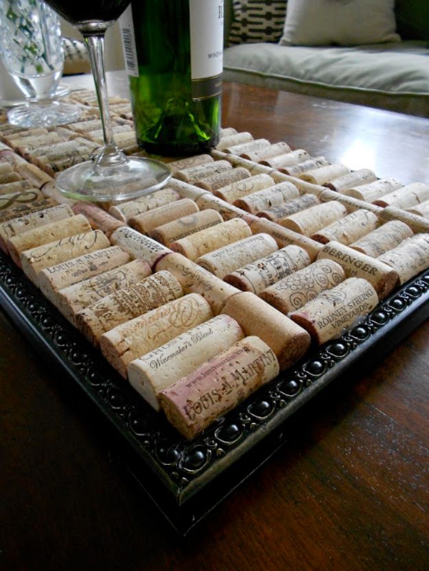 Wine Cork Crafts and Craft Ideas With Wine Corks - Wine Cork Tray - Cool Projects to Make With Old Wine Cork - Outdoor and Garden, Easy Wall Art, Fun DIY Gifts and Cheap Crafts for Adults, Kids and Teens 