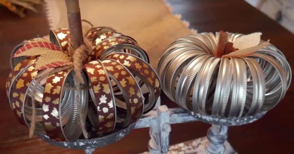 How To Make A Canning Lid Pumpkin - Mason Jar Ring Pumpkin Tutorial - DIY Home Decor Ideas for Fall