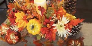 She Glues Glitter On A Fall Leaves And Makes An Amazing Centerpiece For Under $10!