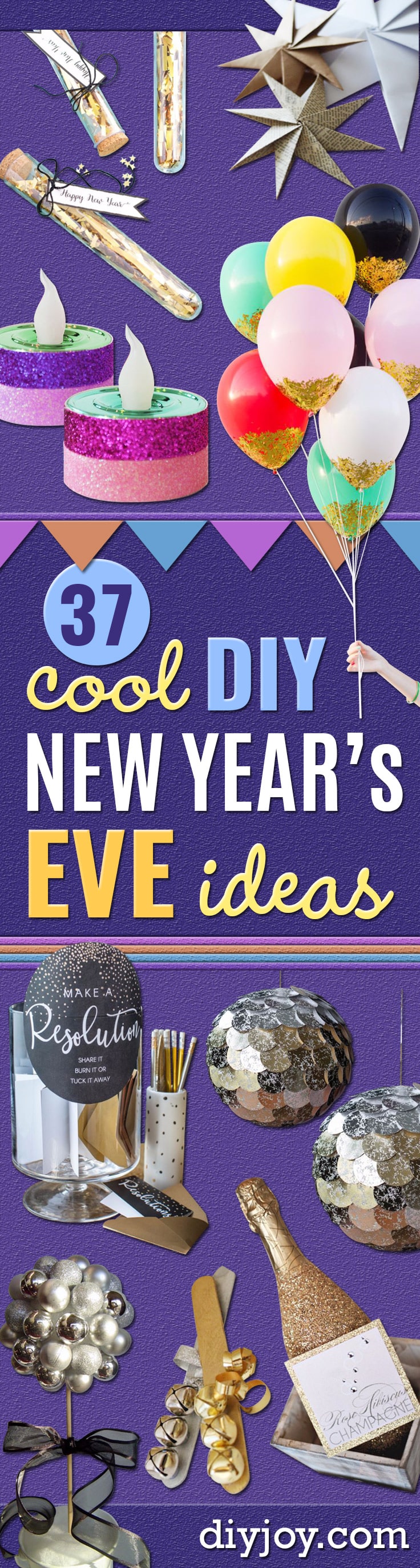 New Years Eve Decor Ideas - DIY New Year's Eve Decorations - Cheap Ideas for Banners, Balloons, Party Tables, Centerpieces and Festive Streamers and Lights - Cool Placecards, Photo Backdrops, Party Hats, Party Horns and Champagne Glasses - Cute Invitations, Games and Free Printables