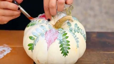 Learn How to Paint A Pumpkin With Fall Foliage | DIY Joy Projects and Crafts Ideas