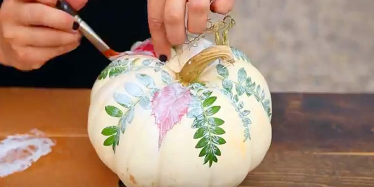 Learn How to Paint A Pumpkin With Fall Foliage | DIY Joy Projects and Crafts Ideas