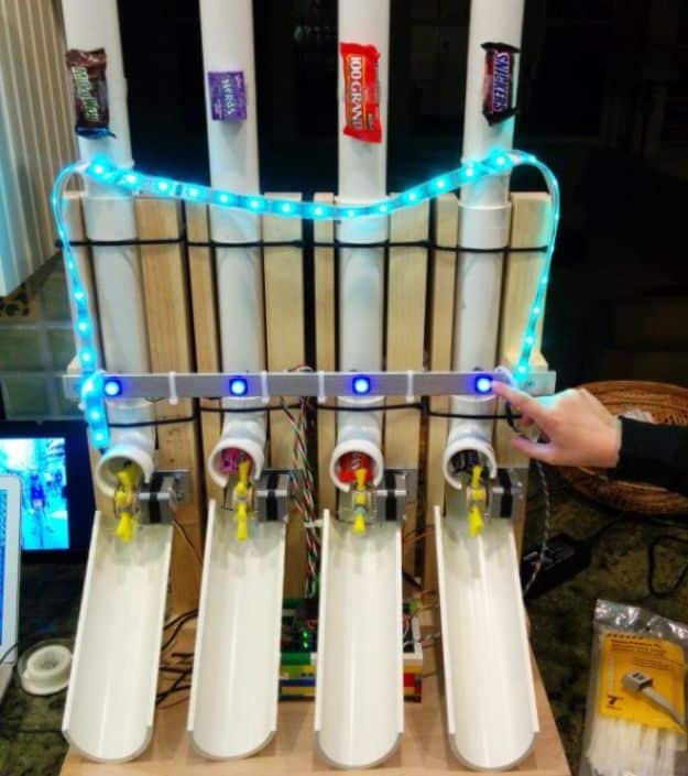 DIY Gadgets - Build an Arduino-Powered Candy Vending Machine - Homemade Gadget Ideas and Projects for Men, Women, Teens and Kids - Steampunk Inventions, How To Build Easy Electronics, Cool Spy Gear and Do It Yourself Tech Toys #gadgets #diy #stem #diytoys