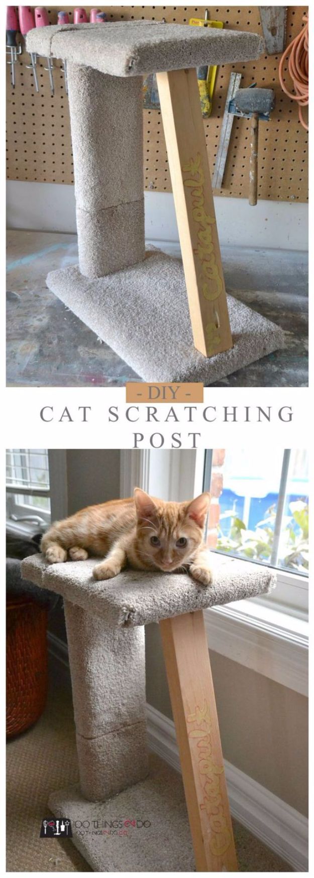 DIY Ideas With Carpet Scraps - DIY Cat Scratching Post - Cool Crafts To Make With Old Carpet Remnants - Cheap Do It Yourself Gifts and Home Decor on A Budget - Creative But Cheap Ideas for Decorating Your House and Room - Painted, No Sew and Creative Arts and Craft Projects http://diyjoy.com/diy-ideas-carpet-scraps