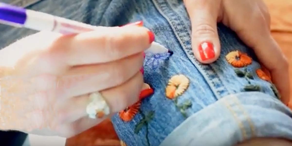 Embroidered Clothing Is The Big Fashion Now~Watch How How She Updates A Pair Of Jeans! | DIY Joy Projects and Crafts Ideas